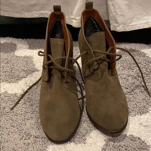 Suede block heel booties